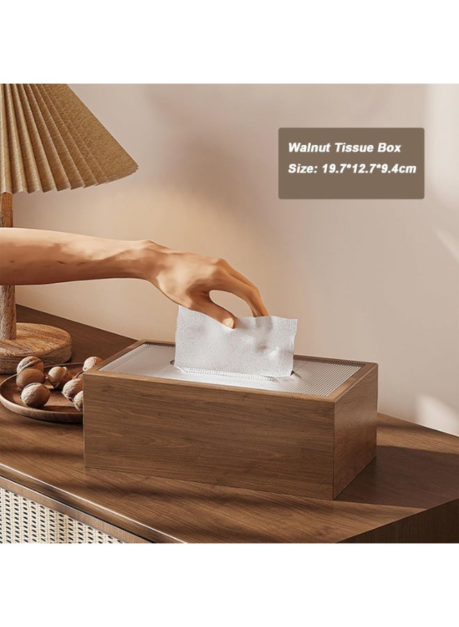 غطاء صندوق الورق الأنسجة الوجه، حامل صندوق الأنسجة الخشبية، موزع حالة الأنسجة الوجه، حامل الأنسجة المستطيلة للديكور المنزلي / المكتب / السيارة - Image 2